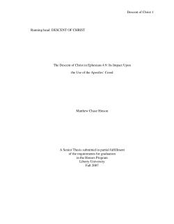 The Descent of Christ in Ephesians 4:9