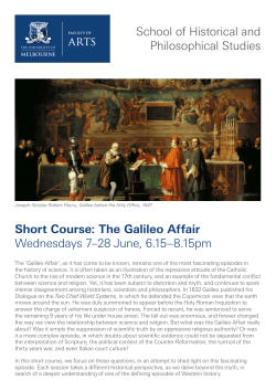 The Galileo Affair Wednesdays 7&ndash;28 June, 6.15&ndash;8.15pm