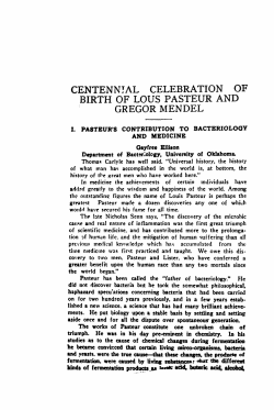 Pasteur`s Contribution to Bacteriology and Medicine