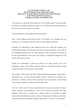 21st Century Family Law speech by Sir James Munby