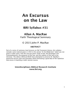 An Excursus on the Law - Interdisciplinary Biblical Research Institute