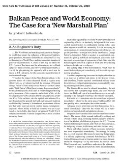 Balkan Peace and World Economy: The Case for a `New Marshall