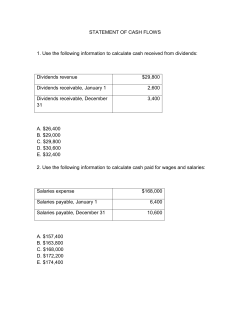 STATEMENT OF CASH FLOWS 1. Use the following information to