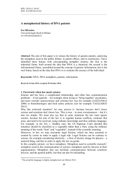 A metaphorical history of DNA patents