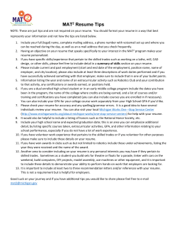 MAT2 Resume Tips