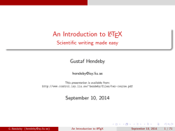 An Introduction to LaTeX - Scientific writing made easy - ISY