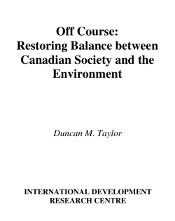 Off Course: Restoring Balance between Canadian Society and the