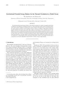 Gravitational potential energy balance for a model ocean