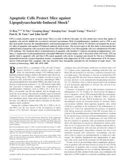 Apoptotic Cells Protect Mice against Lipopolysaccharide