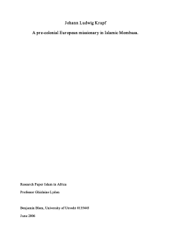 Johann Ludwig Krapf A precolonial European missionary in Islamic