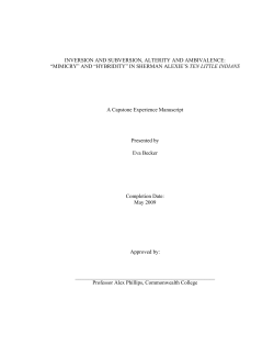 Inversion and Subversion, Alterity and Ambivalence: