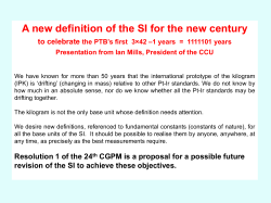 1 1 Mills-New definition of the SI