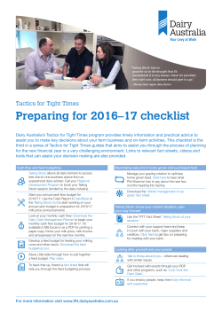 Preparing for 2016/17 - Tactics for Tight Times