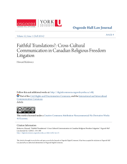Faithful Translations?: Cross-Cultural Communication in Canadian