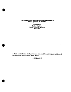 The acquisition of English functiona. categories by native speakers