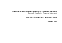 Submission to Senate Standing Committees on Economics Inquiry