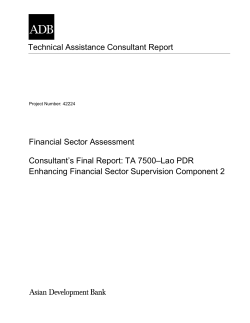 TACR: Lao PDR: Enhancing Financial Sector Supervision