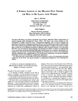 A FORMAL LEXICON IN THE MEANING