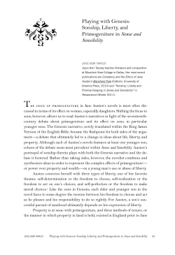 Playing with Genesis: Sonship, Liberty, and Primogeniture in Sense