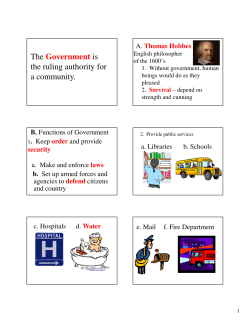The Government is the ruling authority for a community.