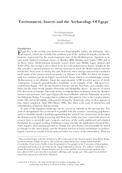 Environment, Insects and the Archaeology Of Egypt