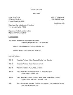 Curriculum Vitae Perry Dane - Rutgers Law