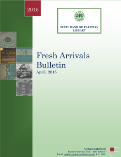 Fresh Arrivals Bulletin - State Bank of Pakistan