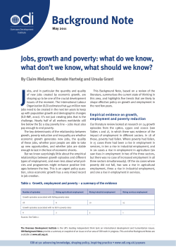 Jobs, growth and poverty: what do we know, what don`t we know