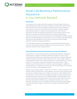 Small Cell Backhaul Performance Assurance Is Your