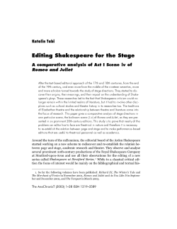Editing Shakespeare for the Stage