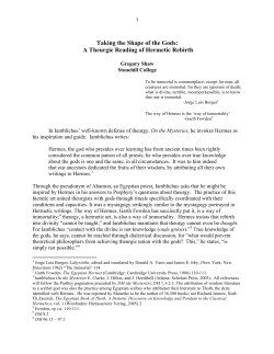 Taking the Shape of the Gods: A Theurgic