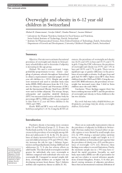 Overweight and obesity in 6-12 year old children in Switzerland