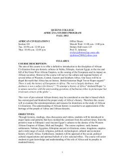1 QUEENS COLLEGE AFRICANA STUDIES PROGRAM FALL 2012