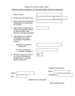Performa relating to declaration of a dependent family