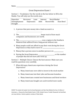 Great Depression Exam I