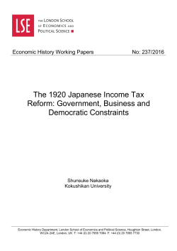 The 1920 Japanese Income Tax Reform: Government