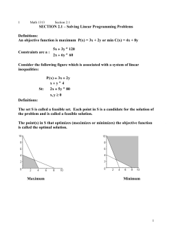 SECTION 2.1 – Solving Linear Programming Problems Definitions