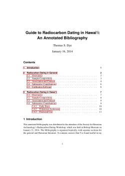 Guide to Radiocarbon Dating in Hawai`i: An Annotated Bibliography