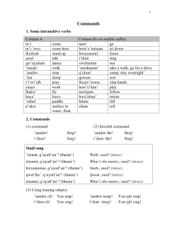 Commands: Intransitive and transitives, negative imperatives