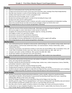 Grade 2 - First Nine Weeks Report Card Expectations