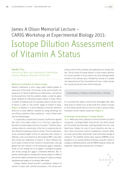 Isotope Dilution Assessment of Vitamin A Status