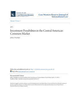 Investment Possibilities in the Central American Common Market