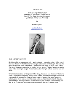 ON MERCER - Frank Gagliano