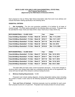 Site Proposal Specifications for Boys Class A and Class AA