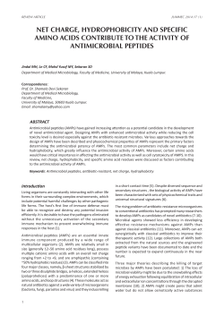 net charge, hydrophobicity and specific amino acids