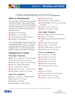 Module 9 &ndash; Nutrition and Fluids