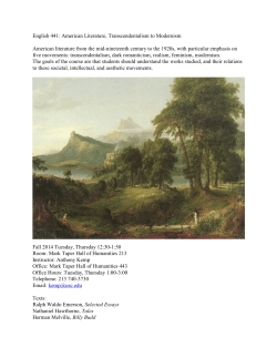 English 441: American Literature, Transcendentalism to Modernism