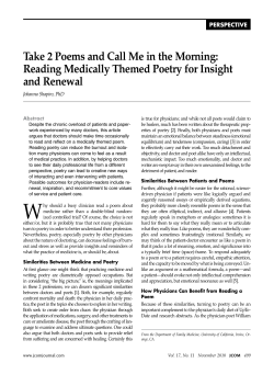 Take 2 Poems and Call Me in the Morning: Reading Medically