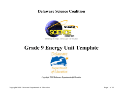 Grade 9 Energy Unit Template - Delaware Department of Education