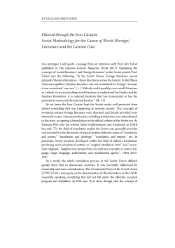 Filtered through the Iron Curtain: Soviet Methodology for the Canon